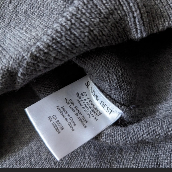 100% Merino Wool Cropped Grey Sweater - Picture 4 of 4